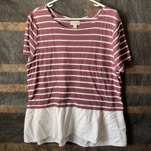 Women’s XXL Maroon and White Striped Tee